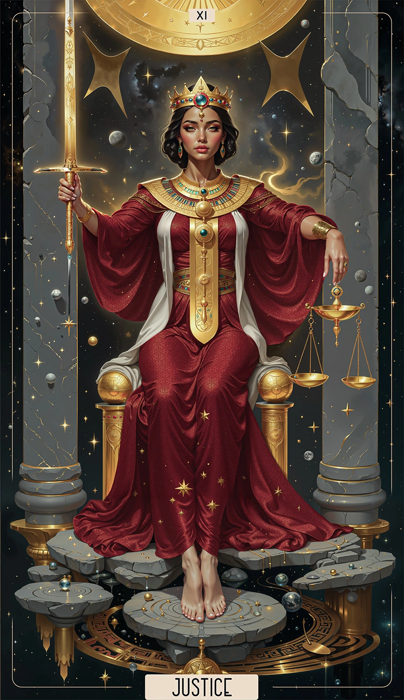 XI - JUSTICE | Major Arcana Tarot Card Meaning